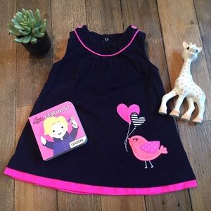 Navy corduroy bird & balloon jumper